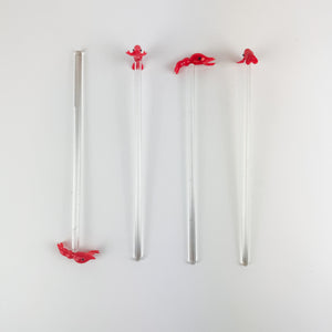 Set of 4 Glass Lobster Swizzle Sticks