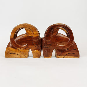 Wooden Rams Head Bookends